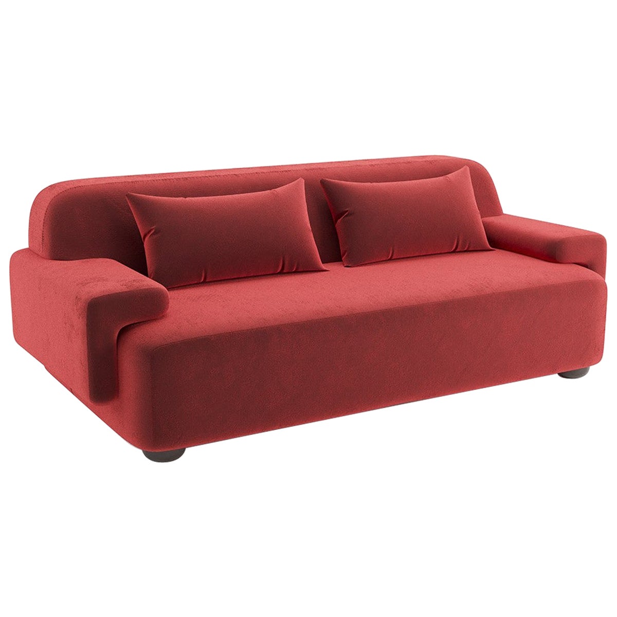 Popus Editions Lena 4-Sitzer Sofa in Zinnoberrot Como Samtpolsterung