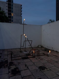Por Amor - Sculpture contemporaine en acier et bougeoir