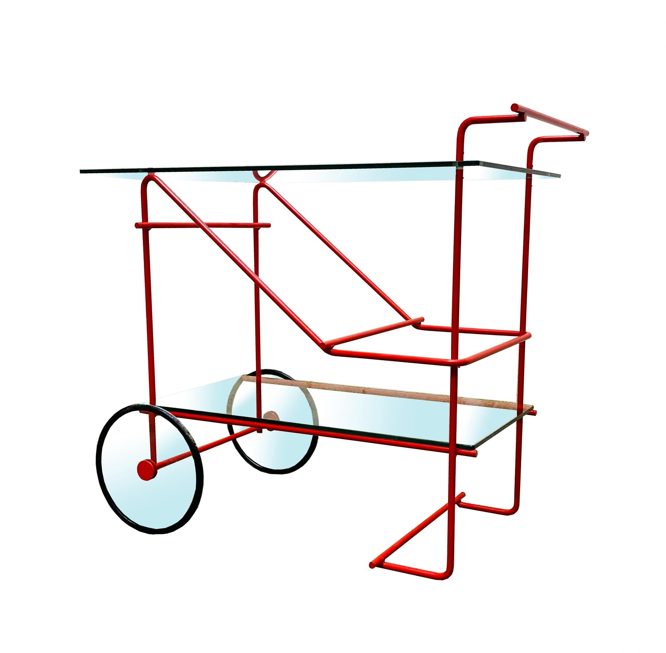 Mid-Century Modern Porada Arredi Serving Trolley, Italy, 1980s