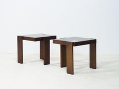 Porada Arredi set of two wood and glass stackable tables