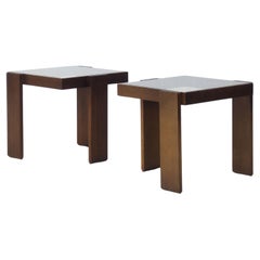 Porada Arredi set of two wood and glass stackable tables