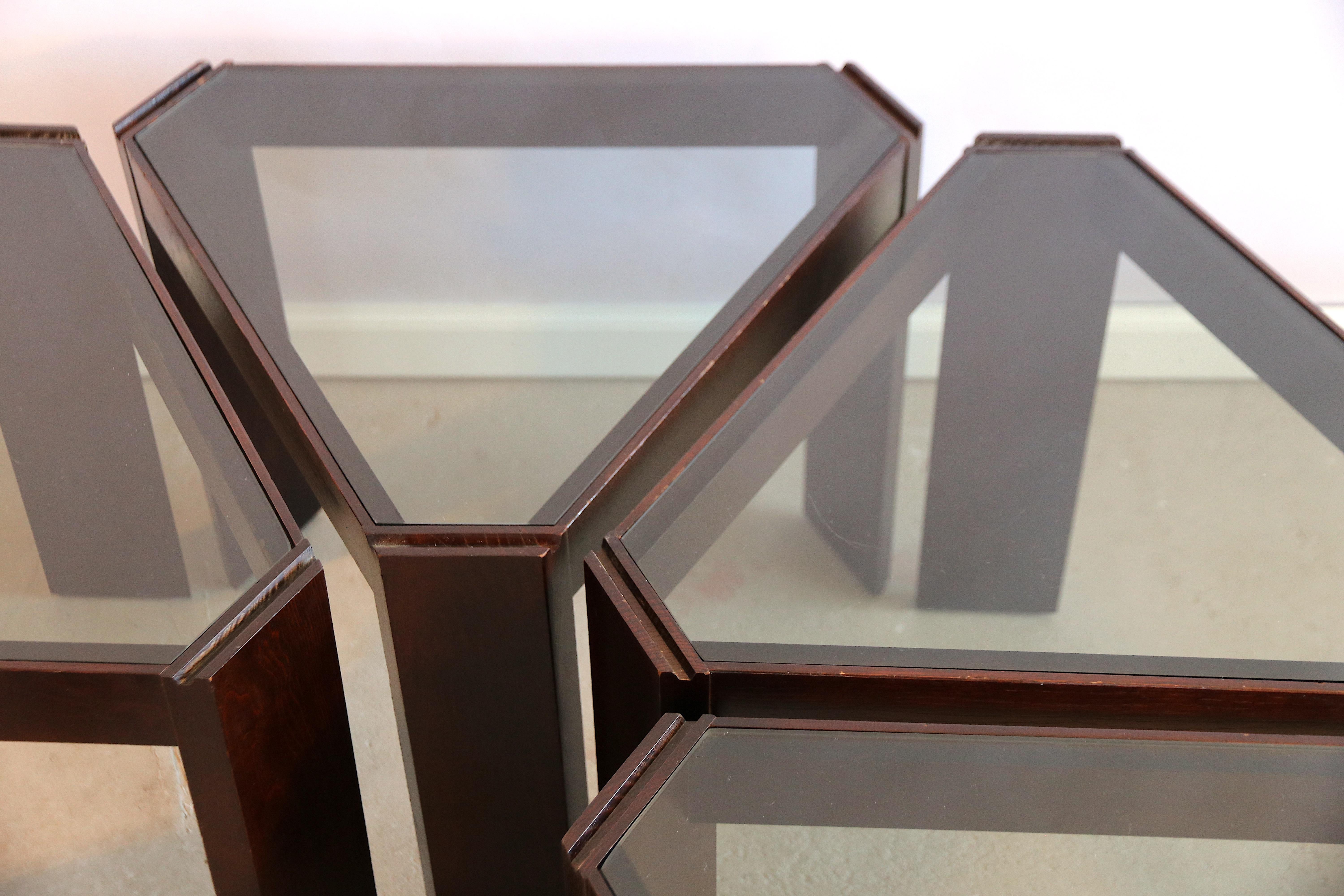 Porada Arredi stapelbare modulare Beistelltische aus getöntem Glas, 6er-Set im Angebot 6