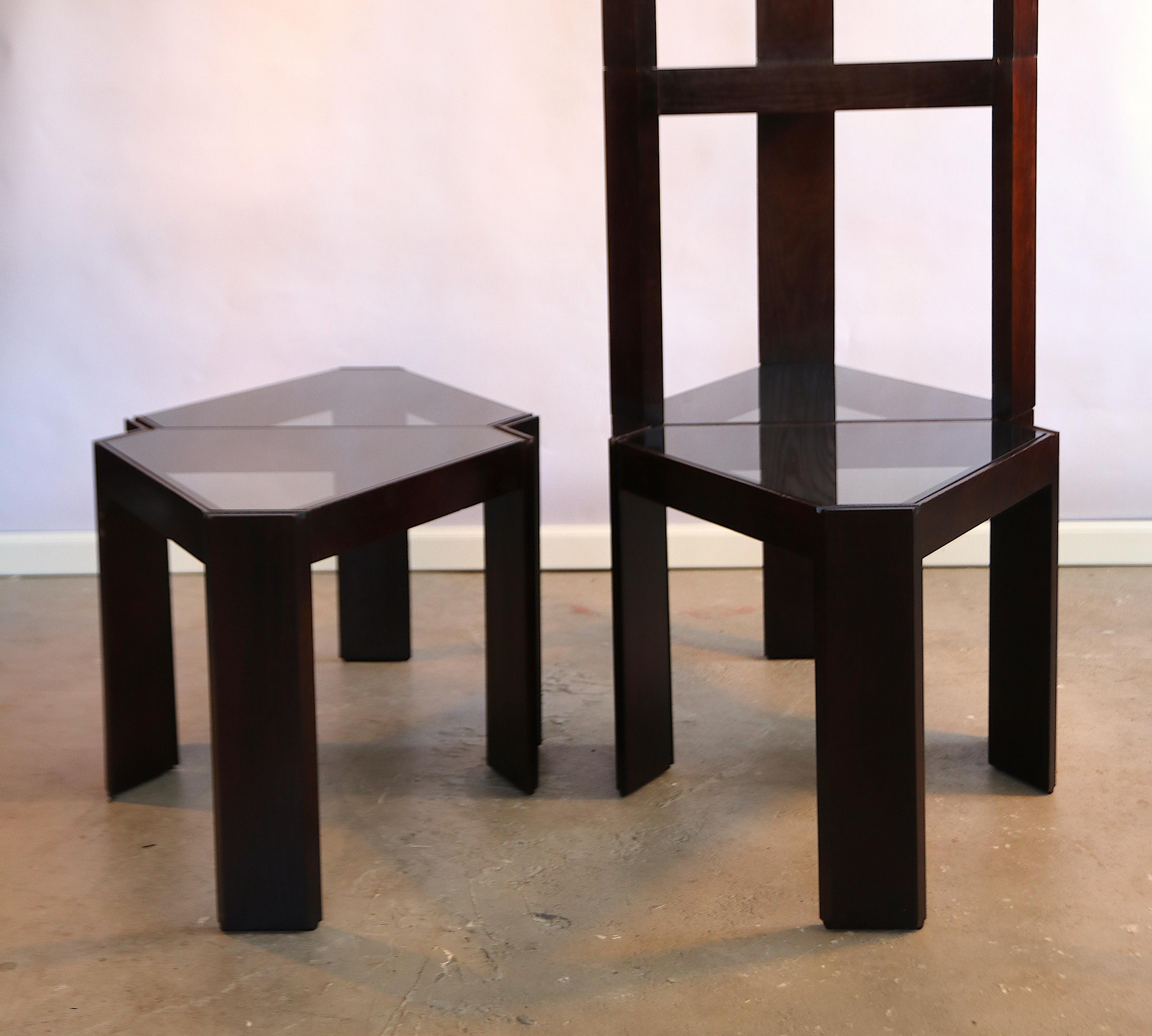 Stained Porada Arredi Stackable Modular Tinted Glass Side Coffee Tables, Set of 6
