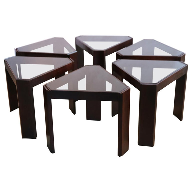 Porada Arredi Stackable Modular Tinted Glass Side Coffee Tables Set Of 6 At 1stdibs