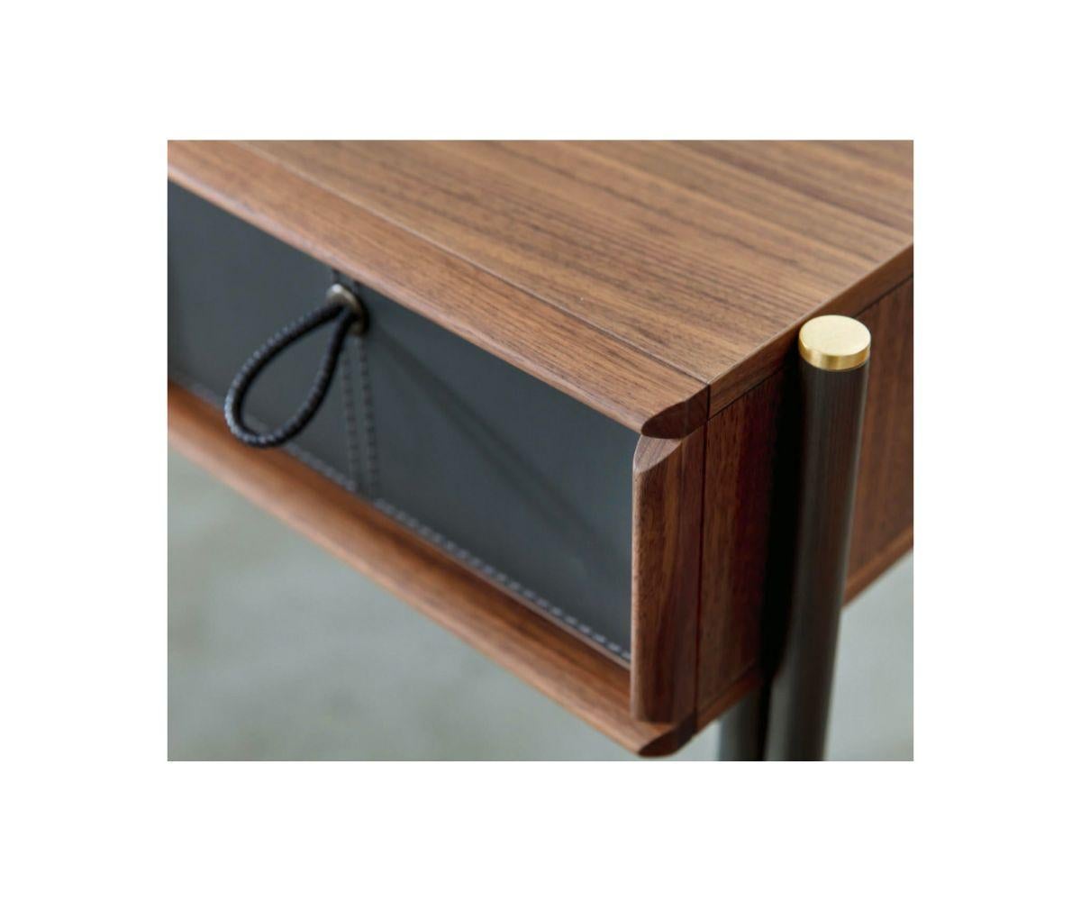 Contemporary Porada Bayus Walnut Console Table with Leather Drawers For Sale