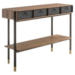Porada Bayus Walnut Console Table with Leather Drawers