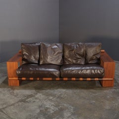 Divano in pelle marrone Porada