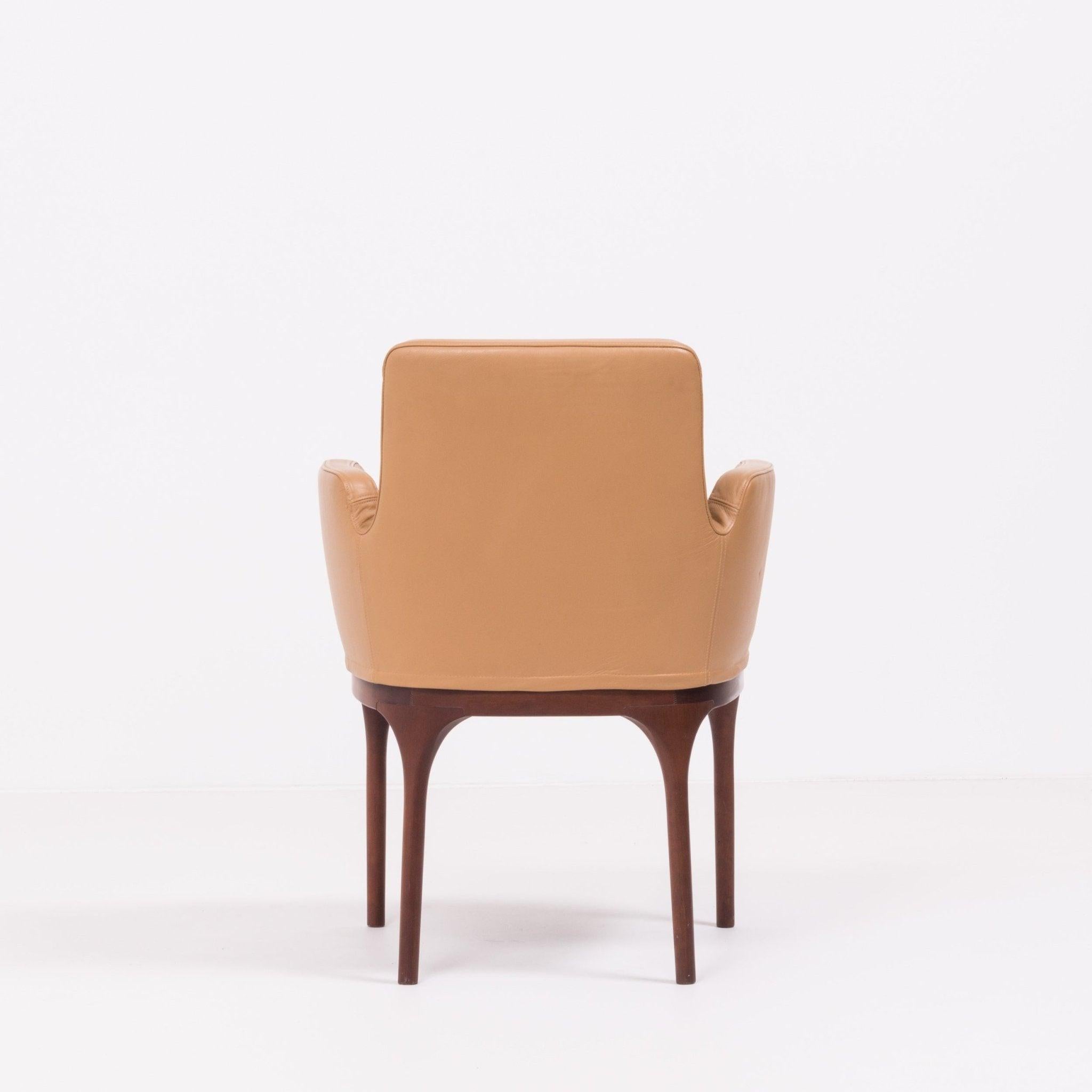 Mid-Century Modern Porada Brown Leather Armchair For Sale