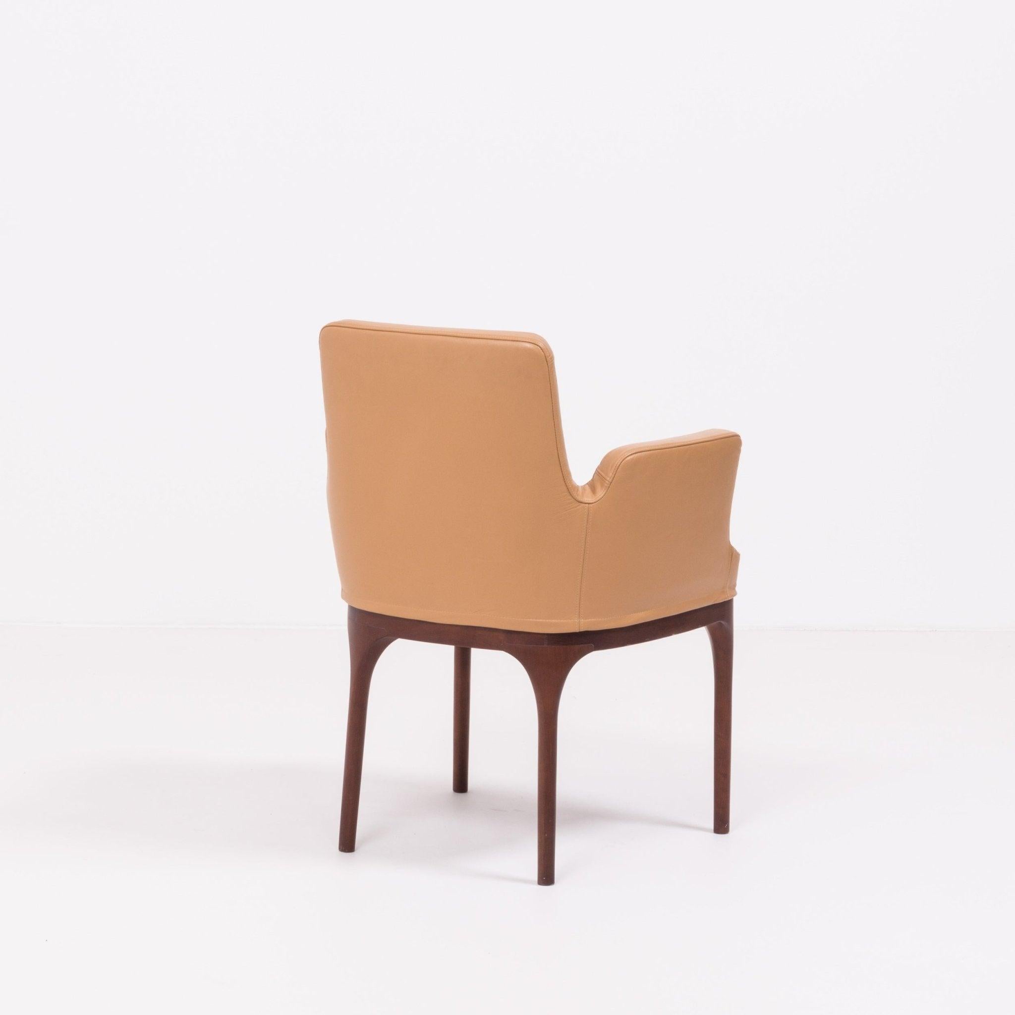 Italian Porada Brown Leather Armchair For Sale