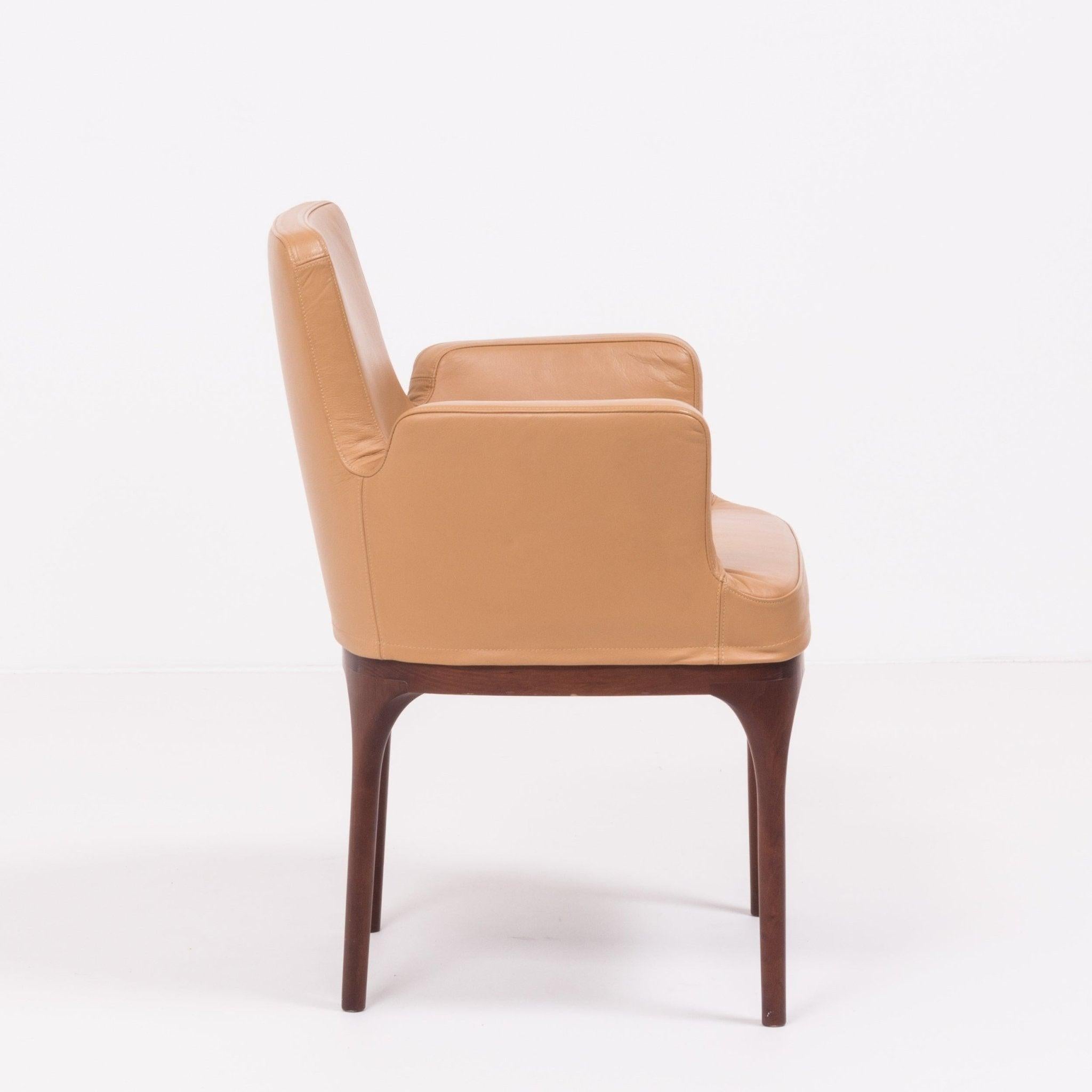 20th Century Porada Brown Leather Armchair For Sale
