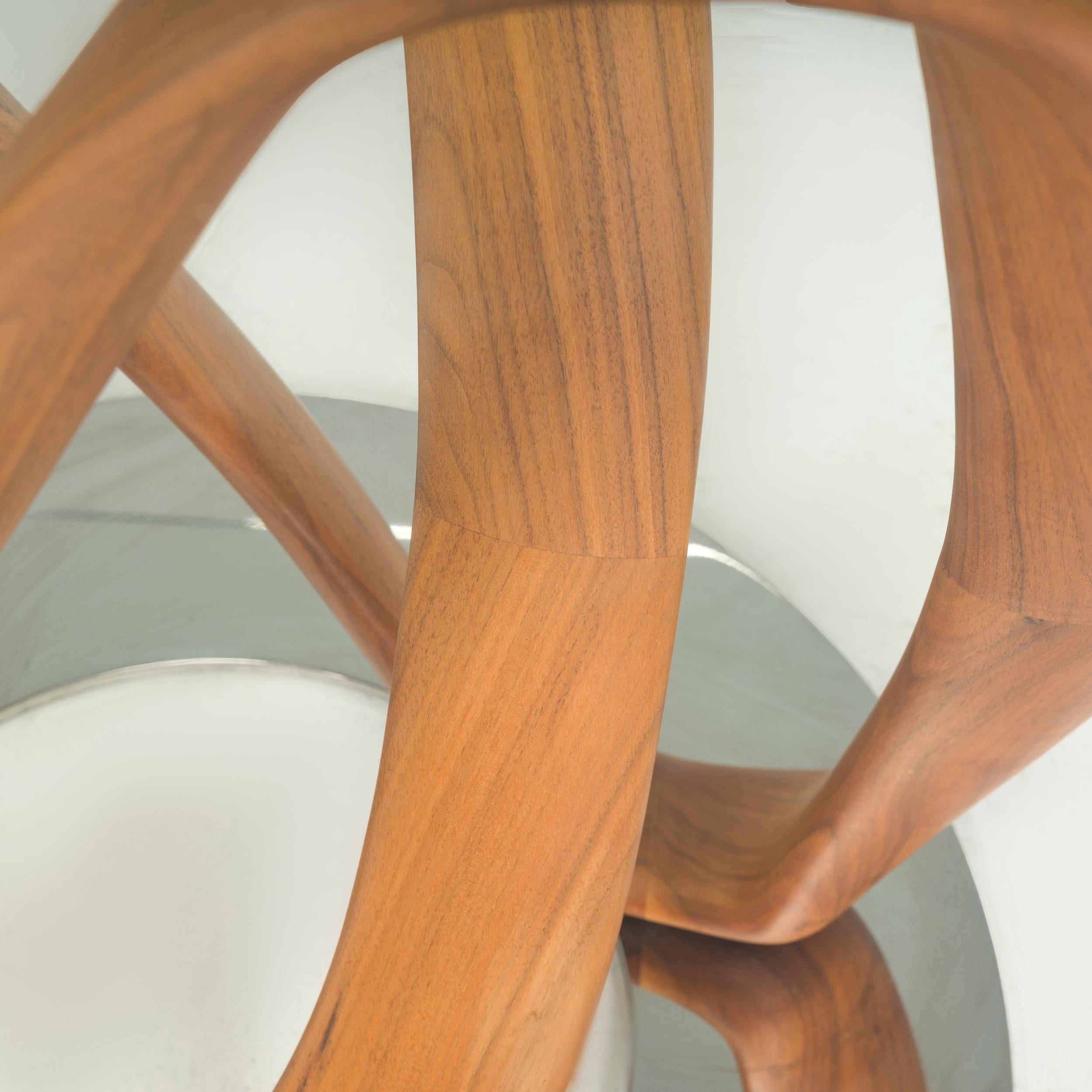 Contemporary Porada by Stefano Bigi Walnut & Glass Infinity Dining Rectangular Table For Sale