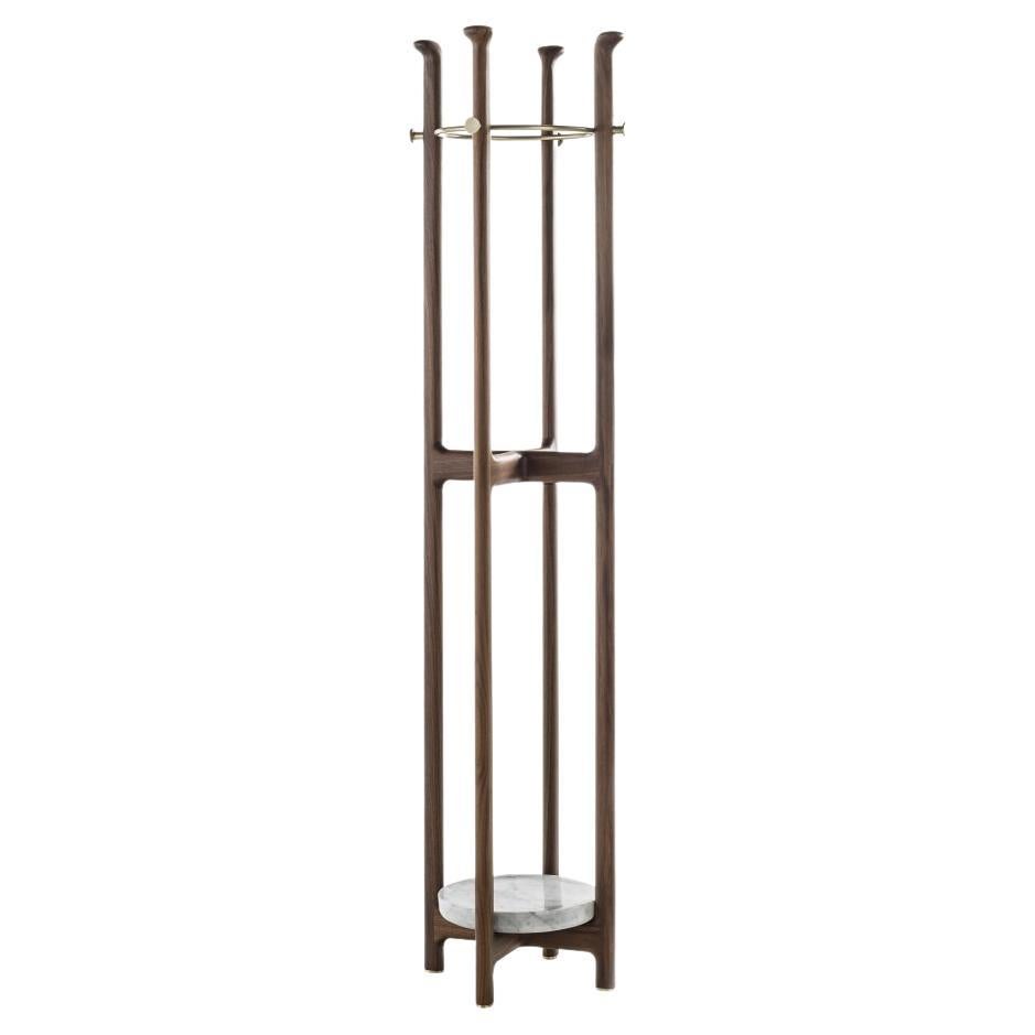 Porada Igor Floor Coat Rack, Walnut Canaletta & Carrara Marble - Design D. Dolci