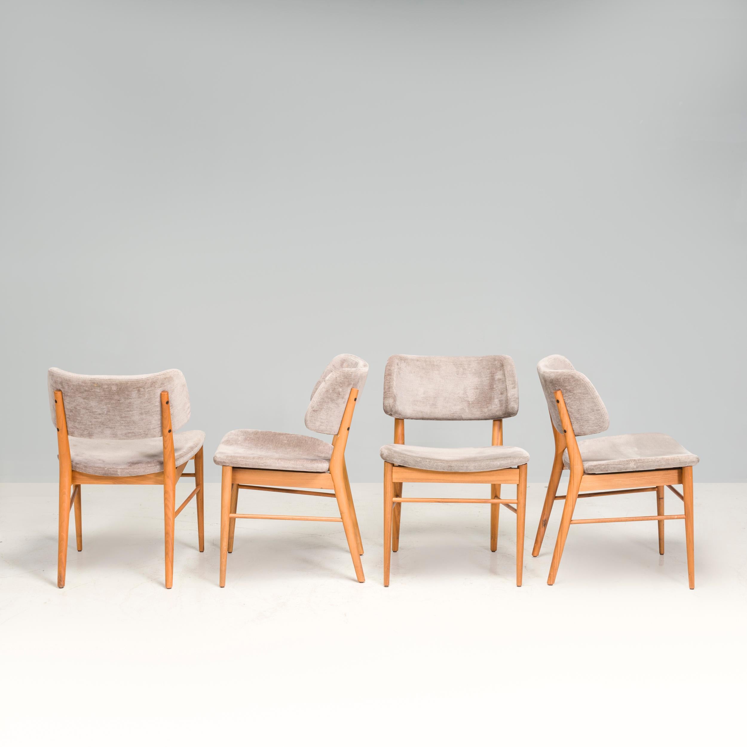 Italian Porada Oak & Grey Fabric Nissa Dining Chair