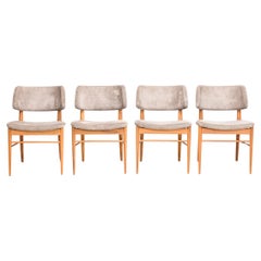Used Porada Oak & Grey Fabric Nissa Dining Chairs, Set of 4