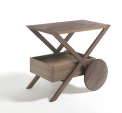 Porada Spritz Serving Table / Bar Cart, Walnut Canaletta – Design David Dolcini