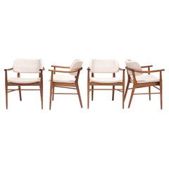 Porada Walnut & Fabric Nissa Dining Chairs, Set of 4