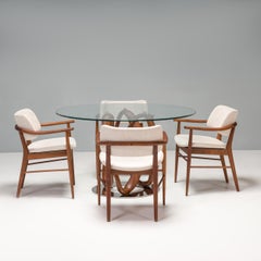 Tavolo da pranzo Infinity in noce e vetro Porada e set di 4 sedie da pranzo Nissa