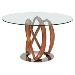 Porada Walnut & Glass Infinity Dining Table