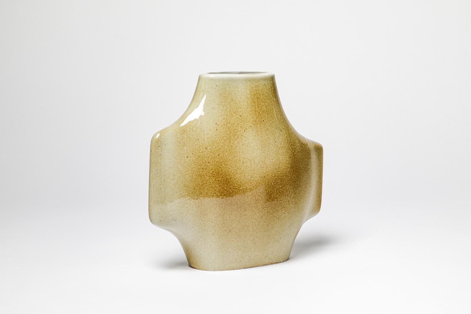 Mid-Century Modern porcelain abstract ceramic vase circa 1970 20th century design 23 cm For Sale