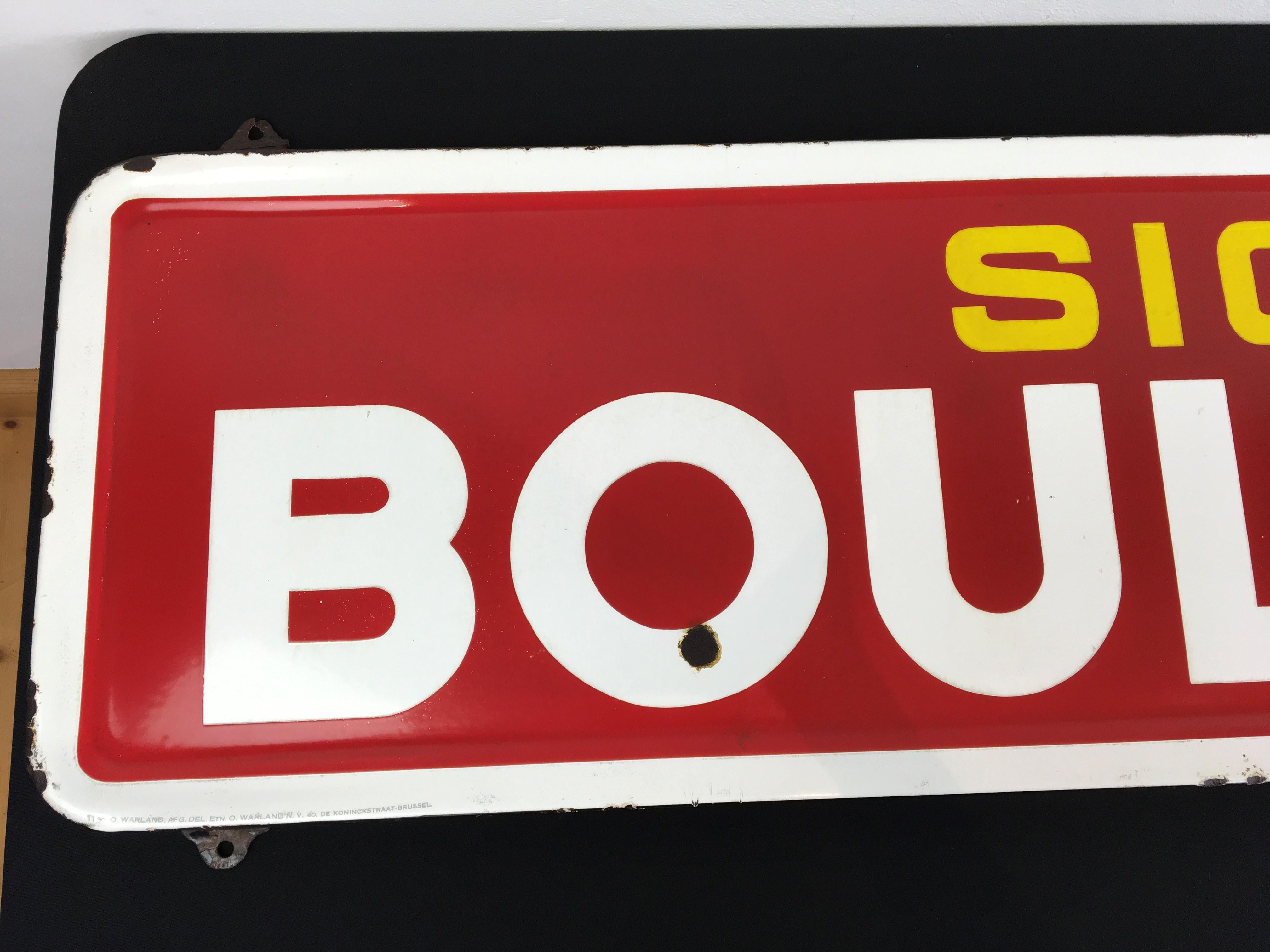 Metal Porcelain Advertising Sign Boule d'Or Cigarettes, 1954, Belgium