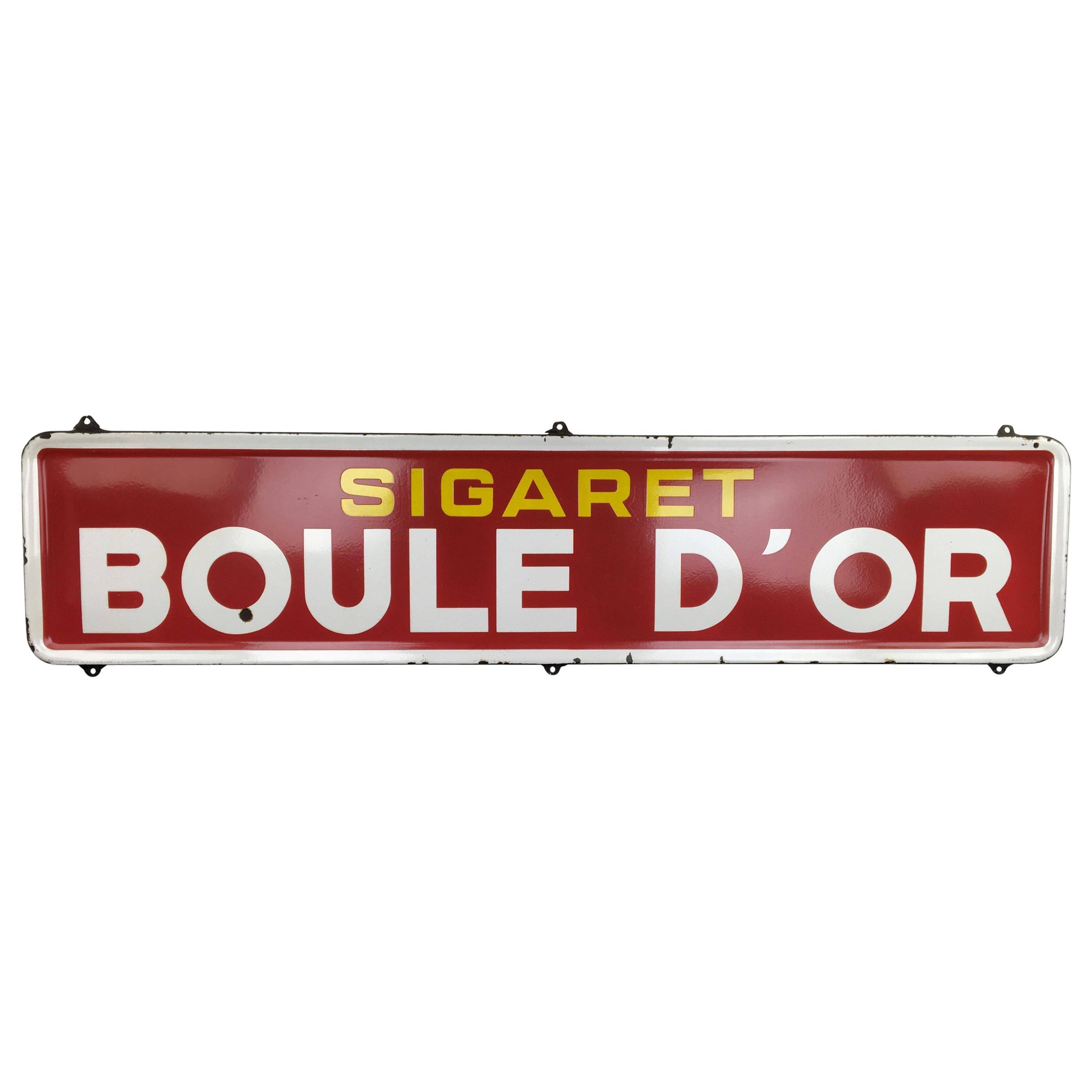 Porcelain Advertising Sign Boule d'Or Cigarettes, 1954, Belgium