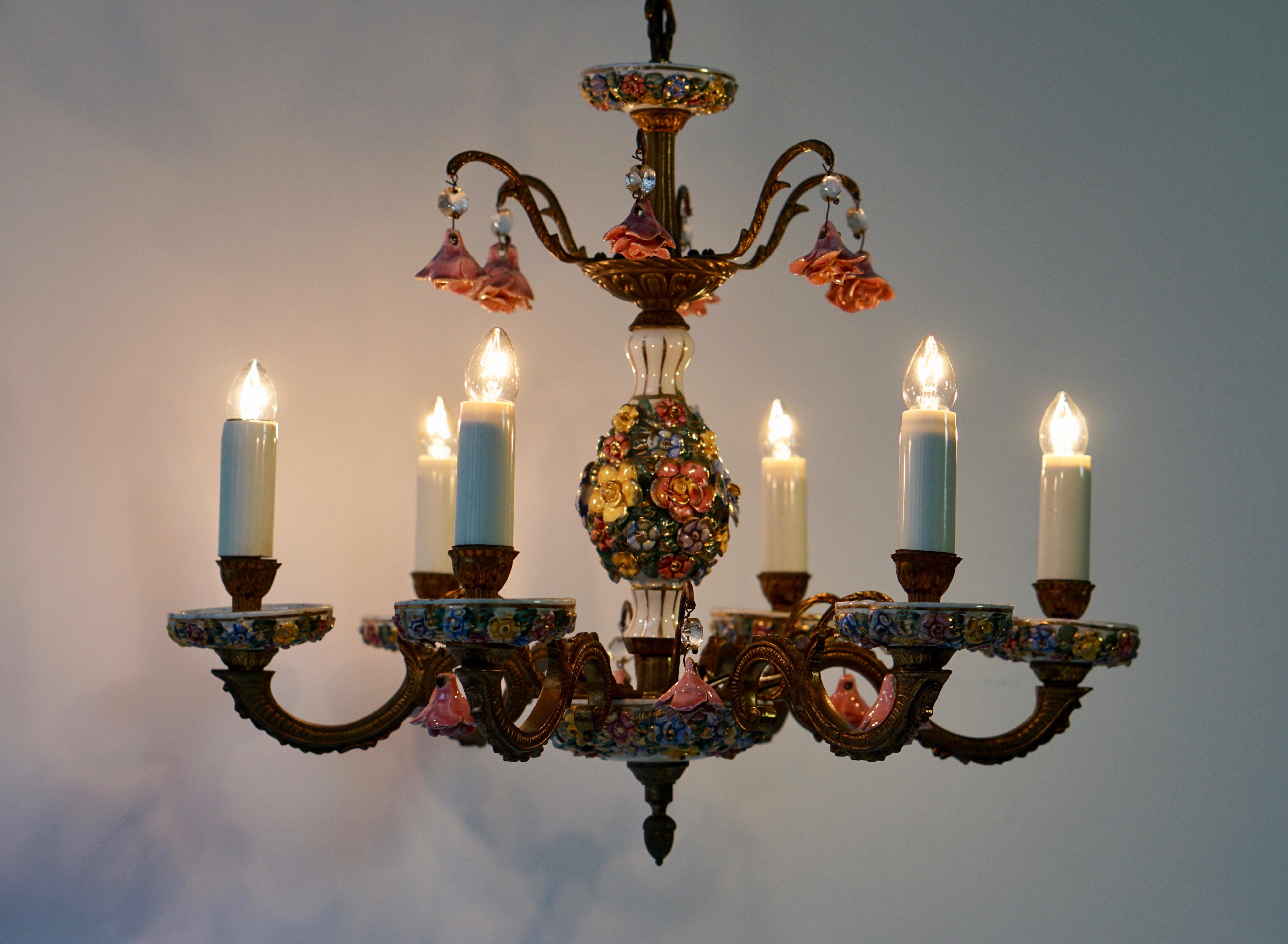 brass flower chandelier