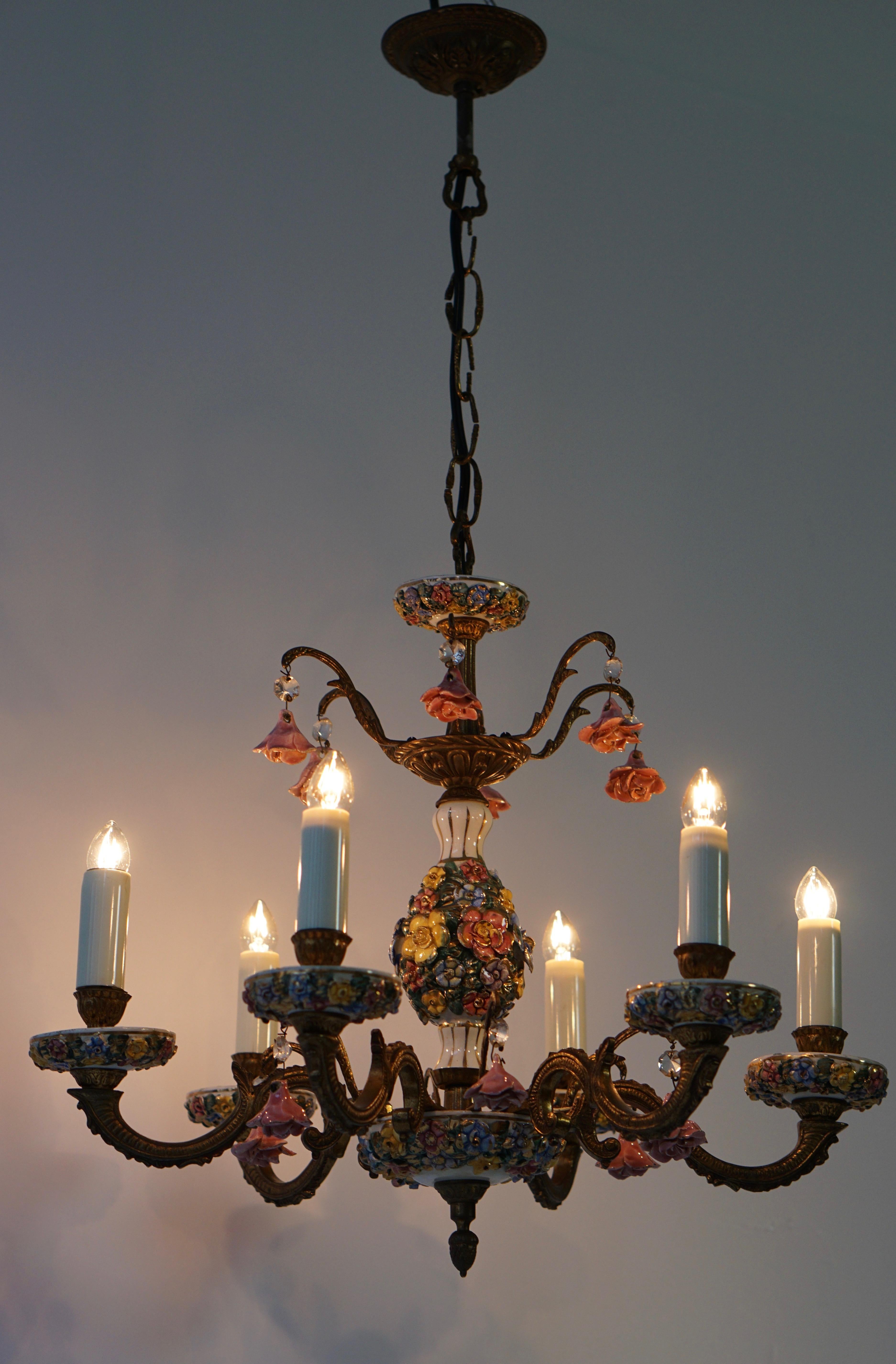 porcelain and brass chandelier