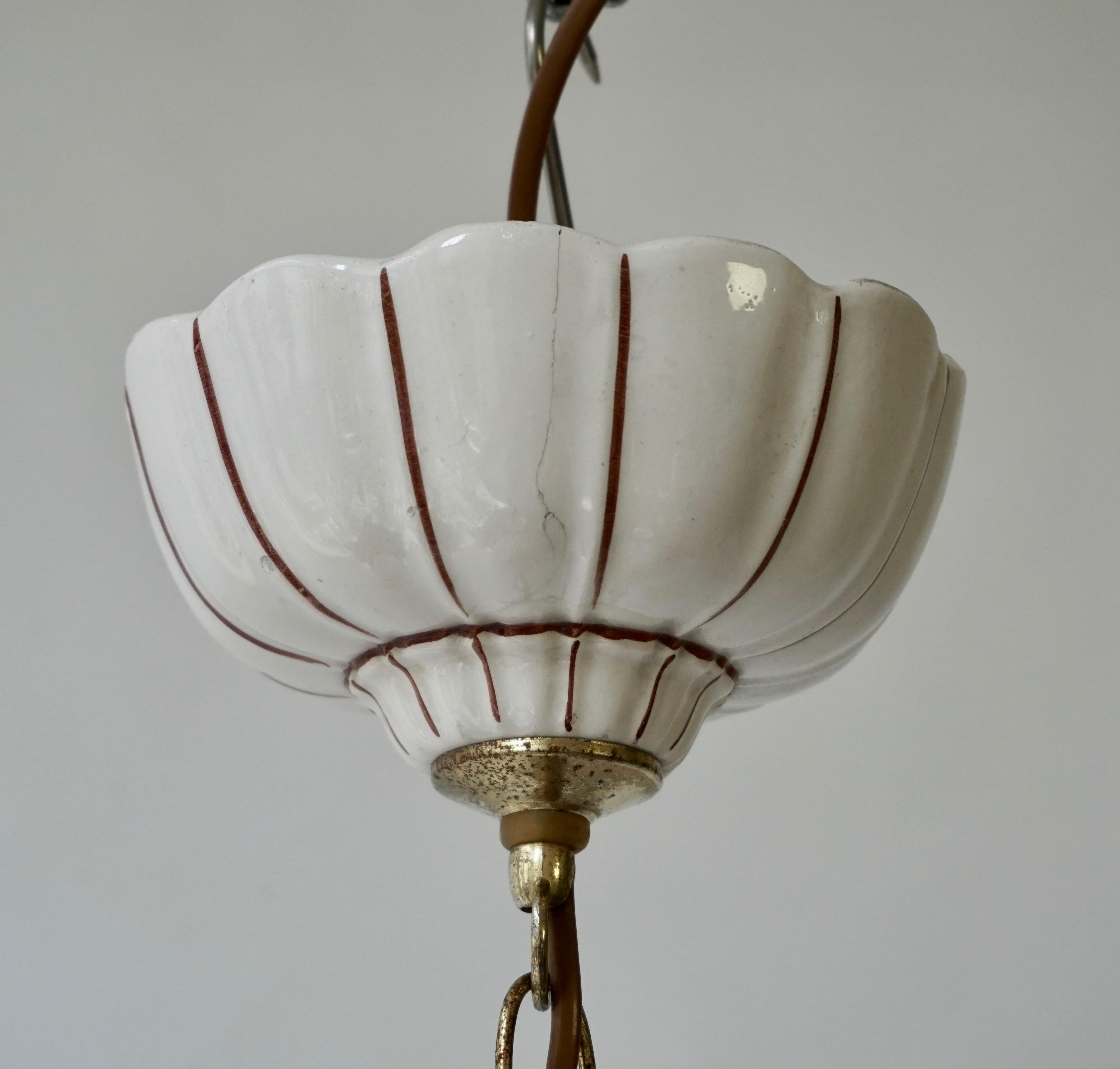 Porcelain and Brass Pendant Light 5