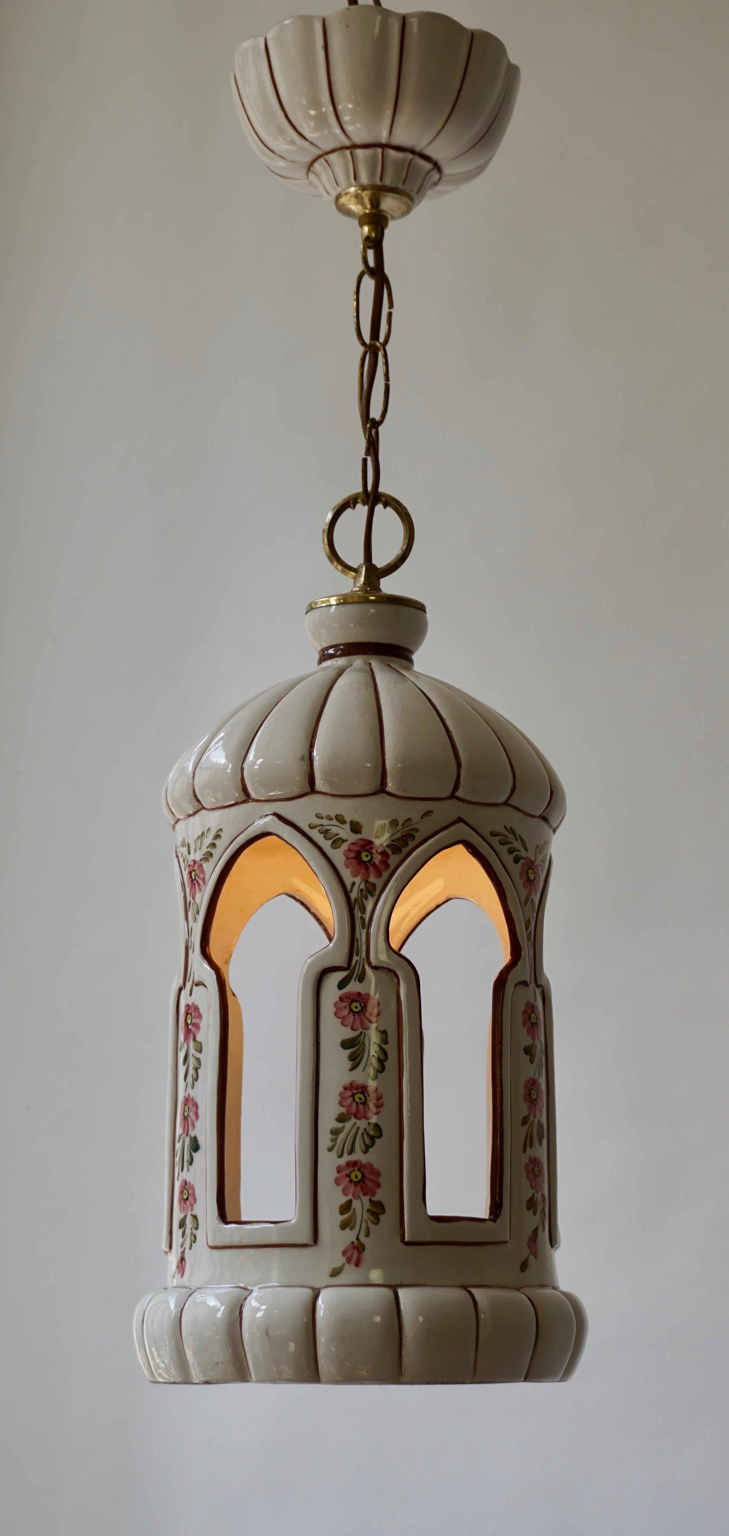 20th Century Porcelain and Brass Pendant Light