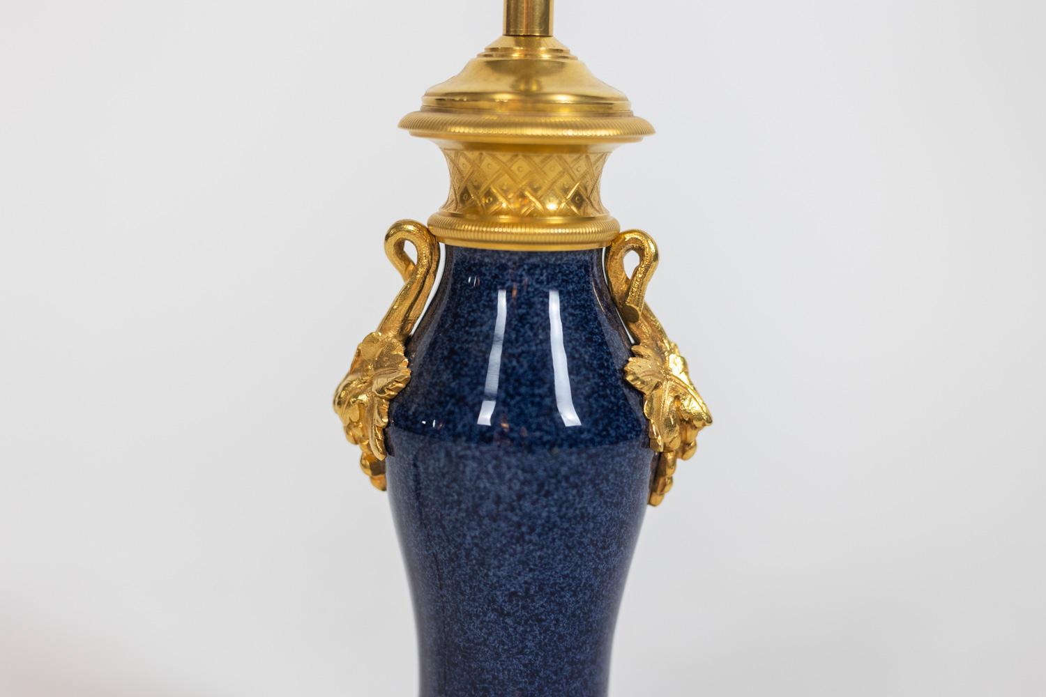 French Porcelain and Bronze Lamp, circa 1880 For Sale