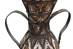 Porcelain And Bronze Two Handle Painted Vase, Morocco, 19th Century