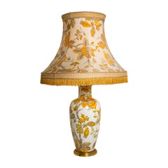 Porcelain and Gilt Brass Table Lamp by Porcelaine De Paris, France, 1950s