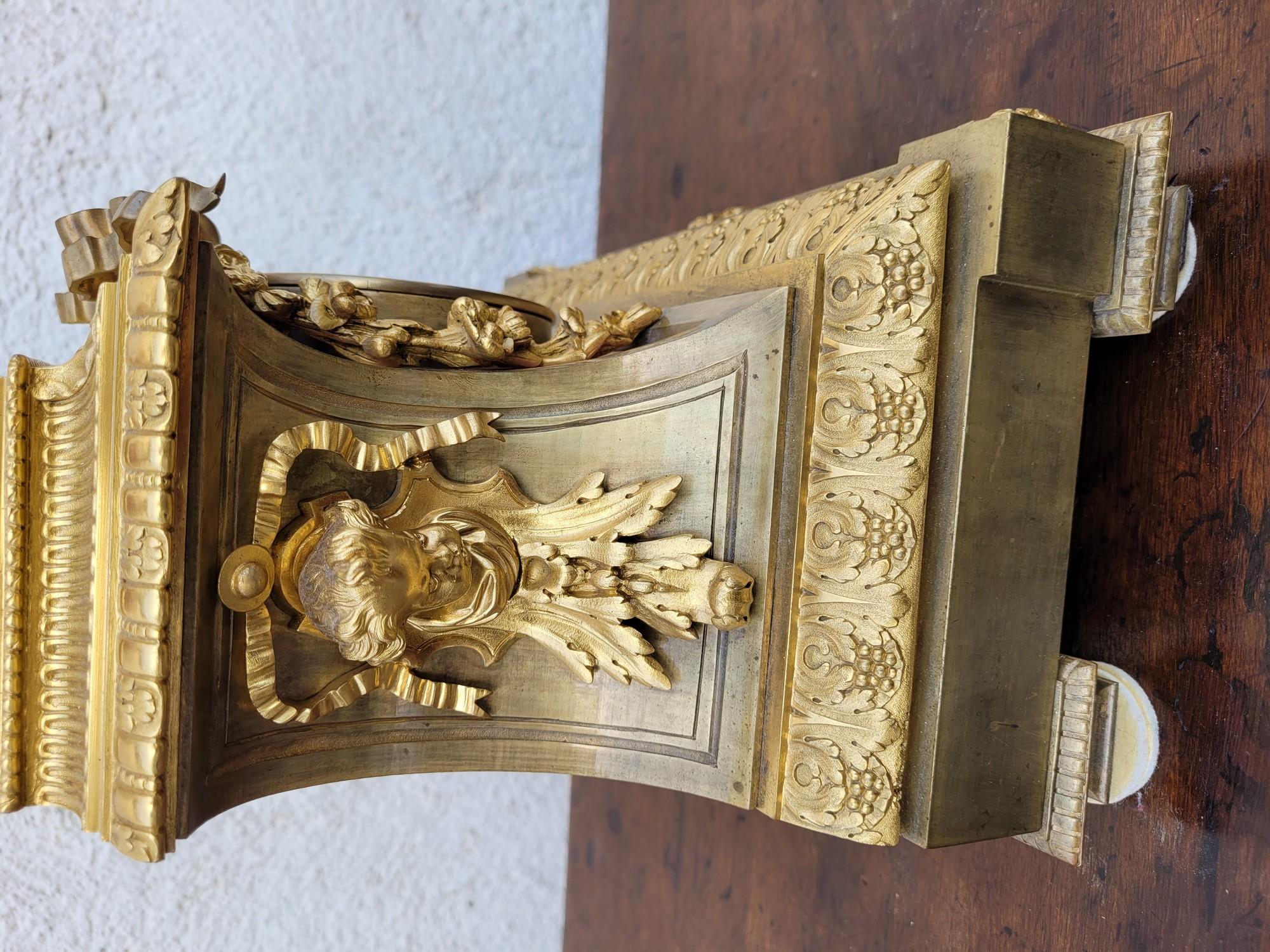 Porcelain And Gilt Bronze Clock, Napoleon III, 19th Century For Sale 13