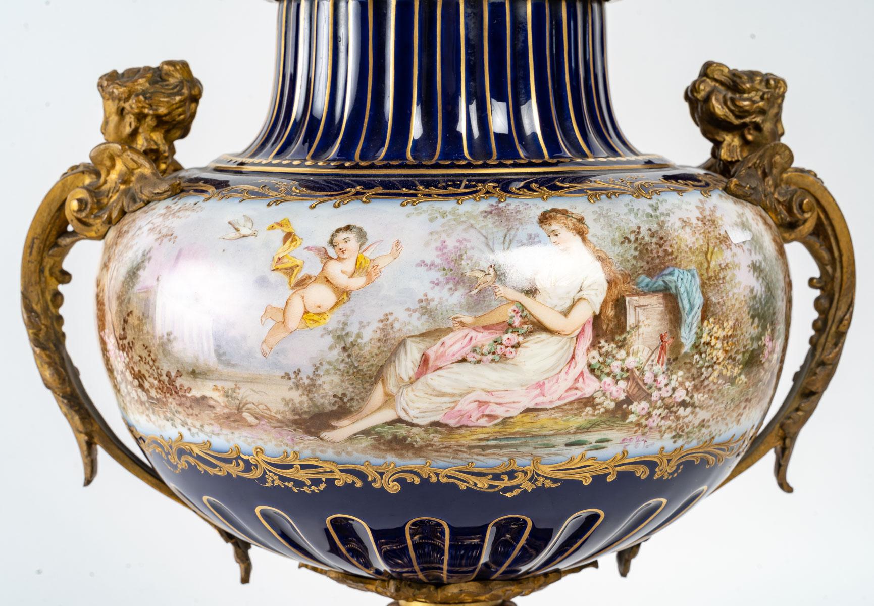 European Porcelain and gilt bronze vase, 19th century