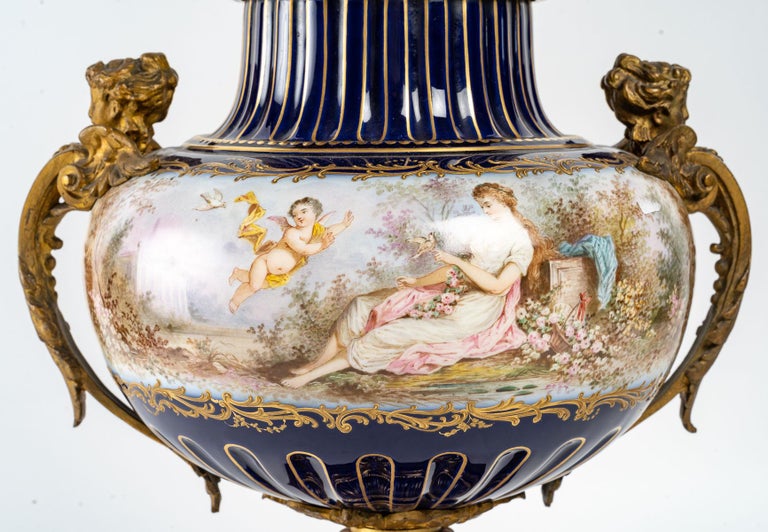 European Porcelain and gilt bronze vase, 19th century For Sale