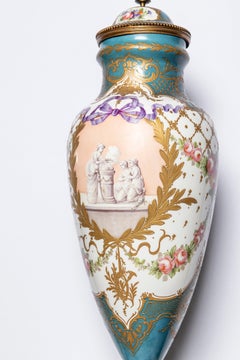 Porcelain and Gilt Bronze Vase Signed Sèvres, France, Late 19th Century