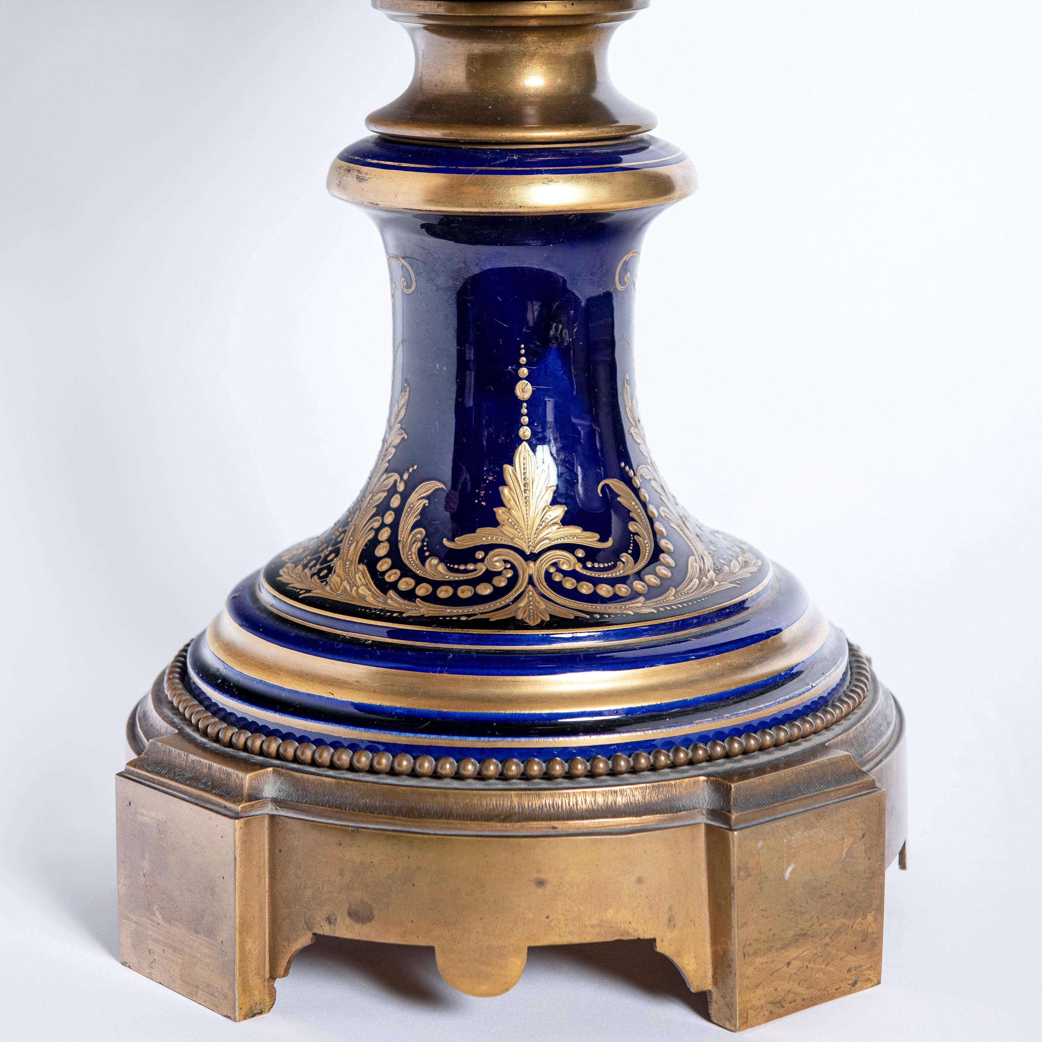 French Porcelain and Gilt Bronze Vase Signed Sèvres, Painted by Collot, France For Sale