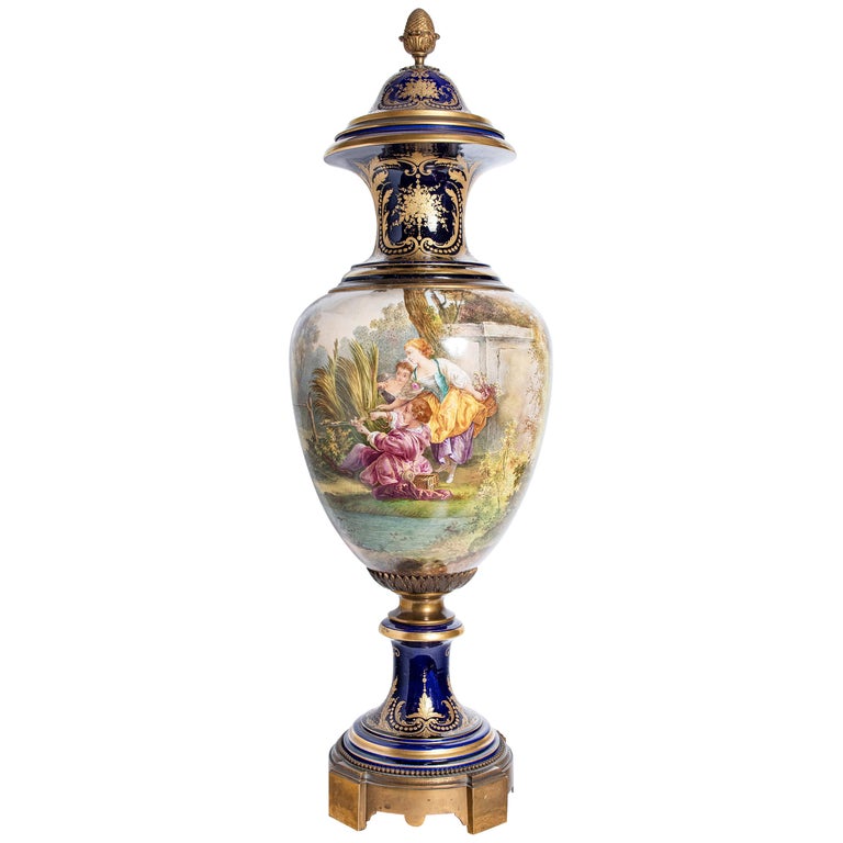 Porcelain and Gilt Bronze Vase Signed Sèvres, Painted by Collot, France For  Sale at 1stDibs