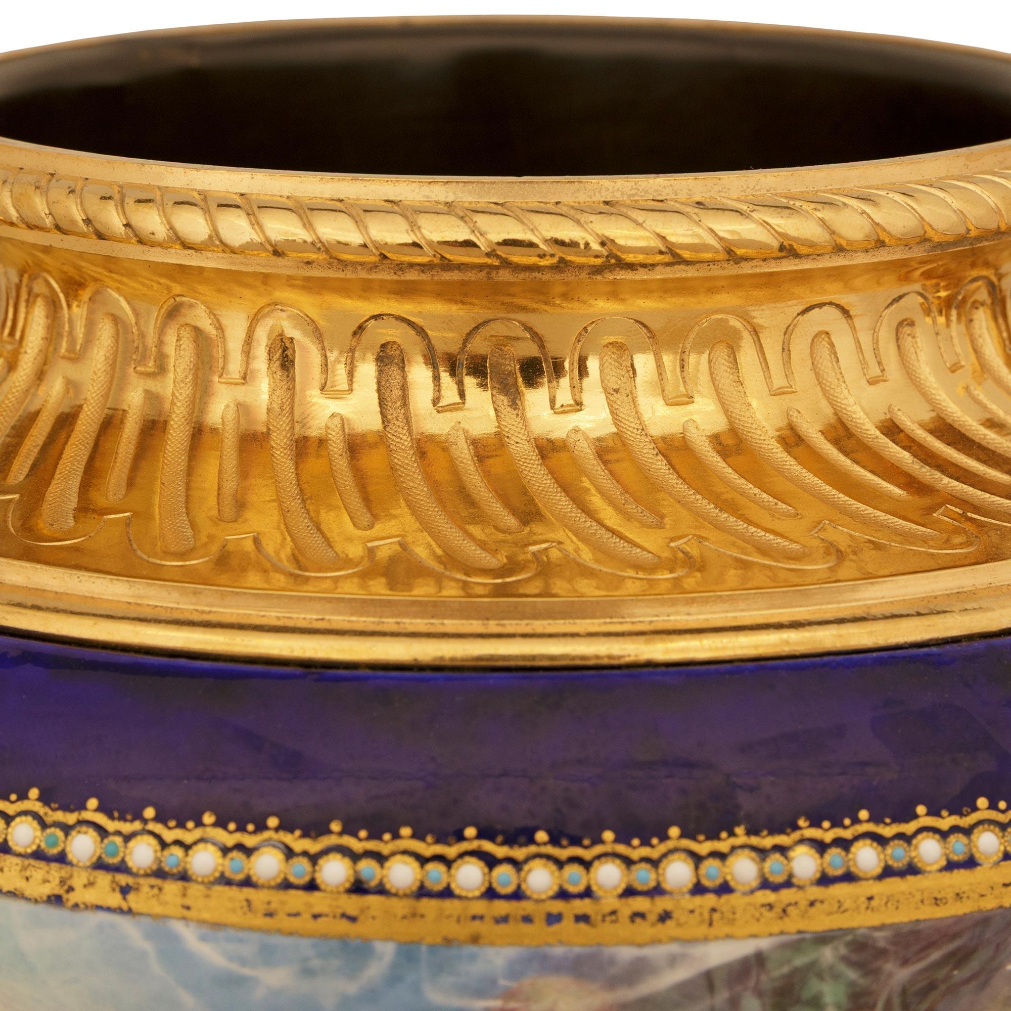 French Porcelain and Ormolu centerpiece planter, attributed to Henri Picard For Sale