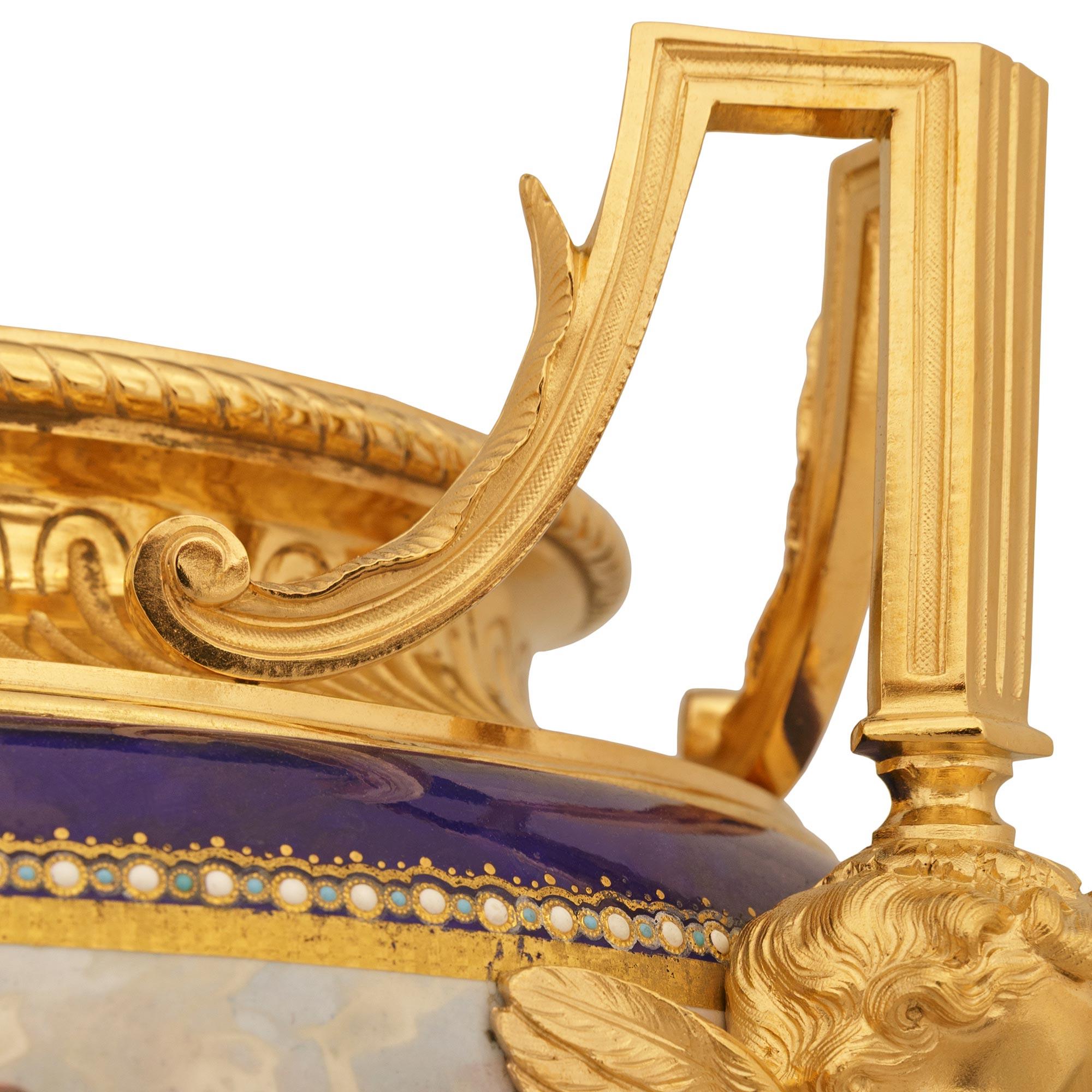 Porcelain and Ormolu centerpiece planter, attributed to Henri Picard In Good Condition For Sale In West Palm Beach, FL