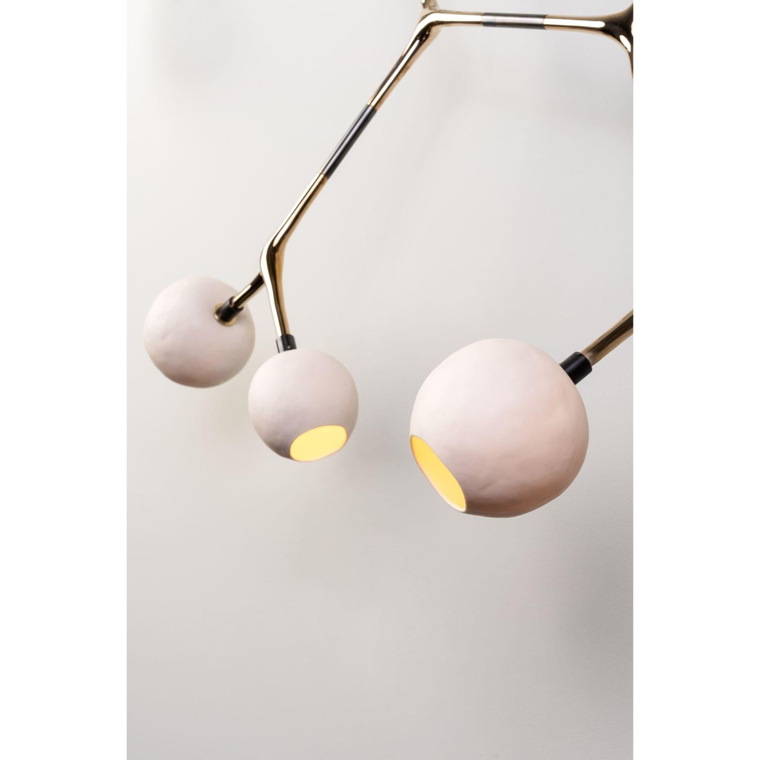 Post-Modern Porcelain and Polished Bronze Campamocha Climbing Wall Lamp by Isabel Moncada For Sale