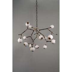 Branch 15 Sculptural Porcelain and Bronze Pendant Lamp by Isabel Moncada