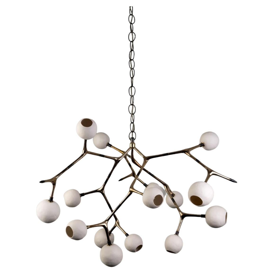 Porcelain and Polished Bronze Maratus 15 Pendant Lamp by Isabel Moncada For Sale