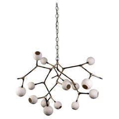 Branch 15 Sculptural Porcelain and Bronze Pendant Lamp by Isabel Moncada