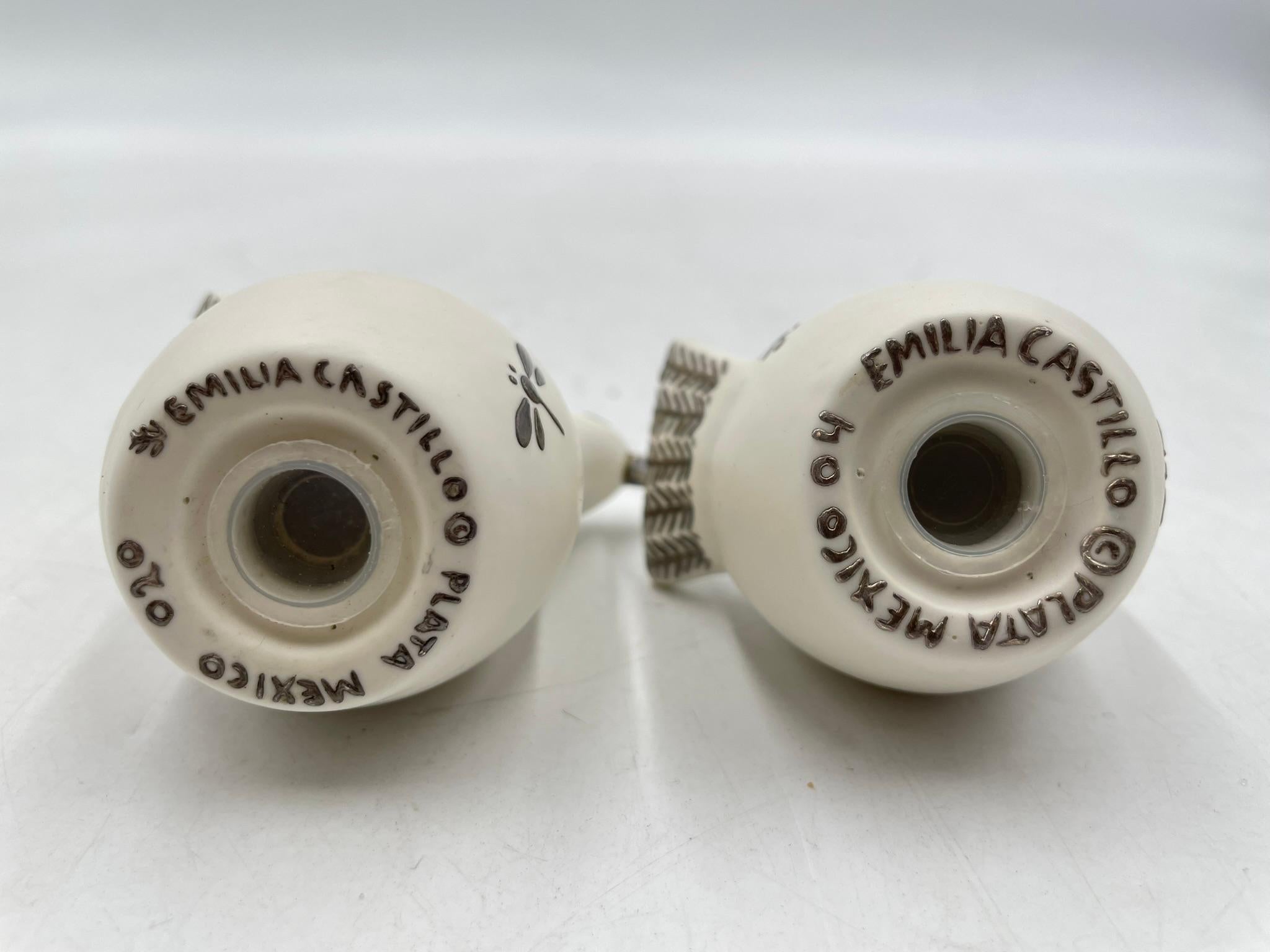 Late 20th Century Porcelain and Pure Silver Bird Salt & Pepper Shakers by Emilia Castillo For Sale