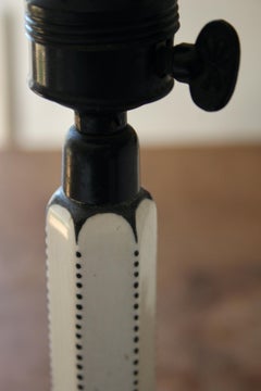 Porcelain and wrought iron Josef Hoffmann style table lamp stamped vienne