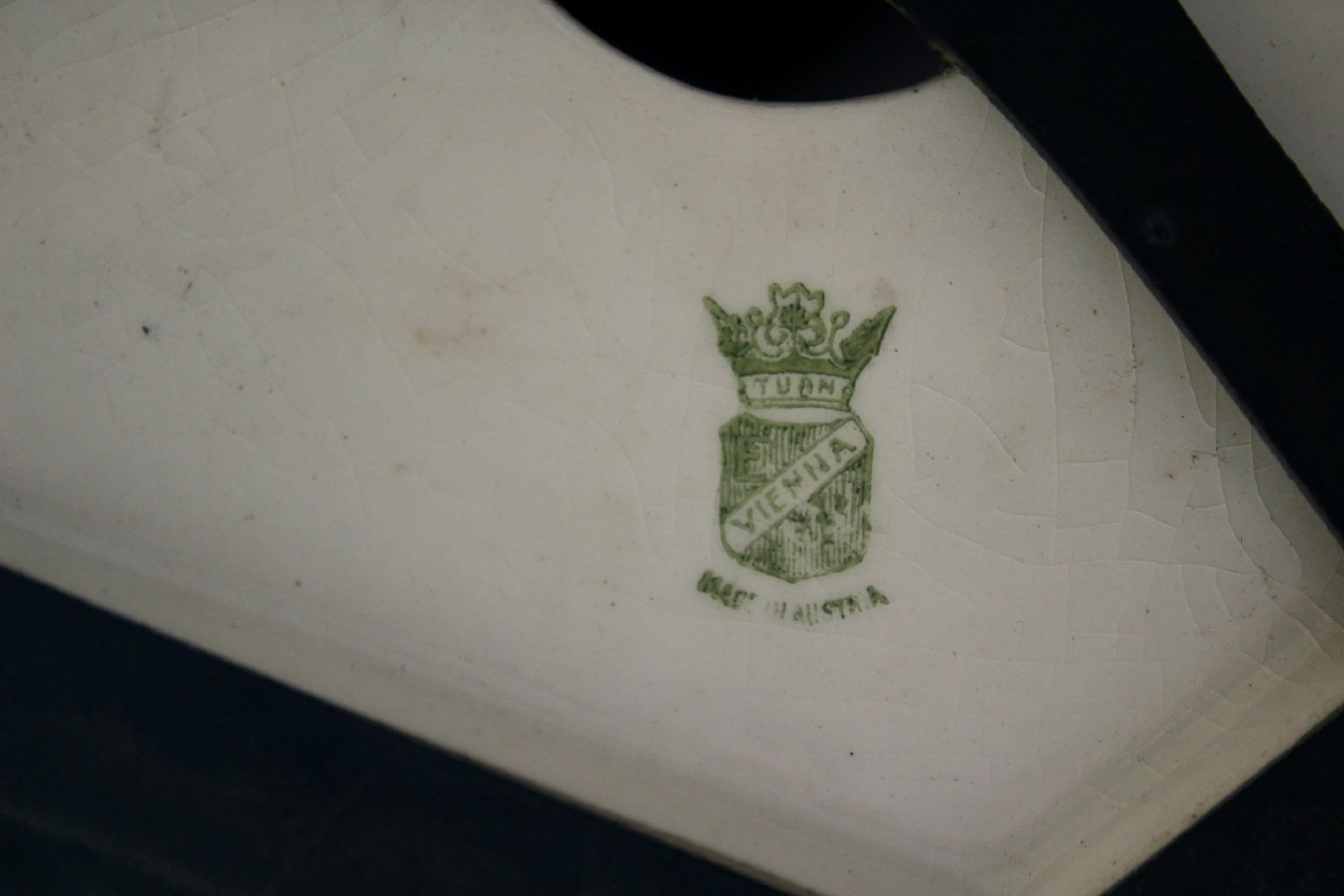 Lámpara de mesa de porcelana y hierro forjado estilo Josef Hoffmann estampada viena en venta 3