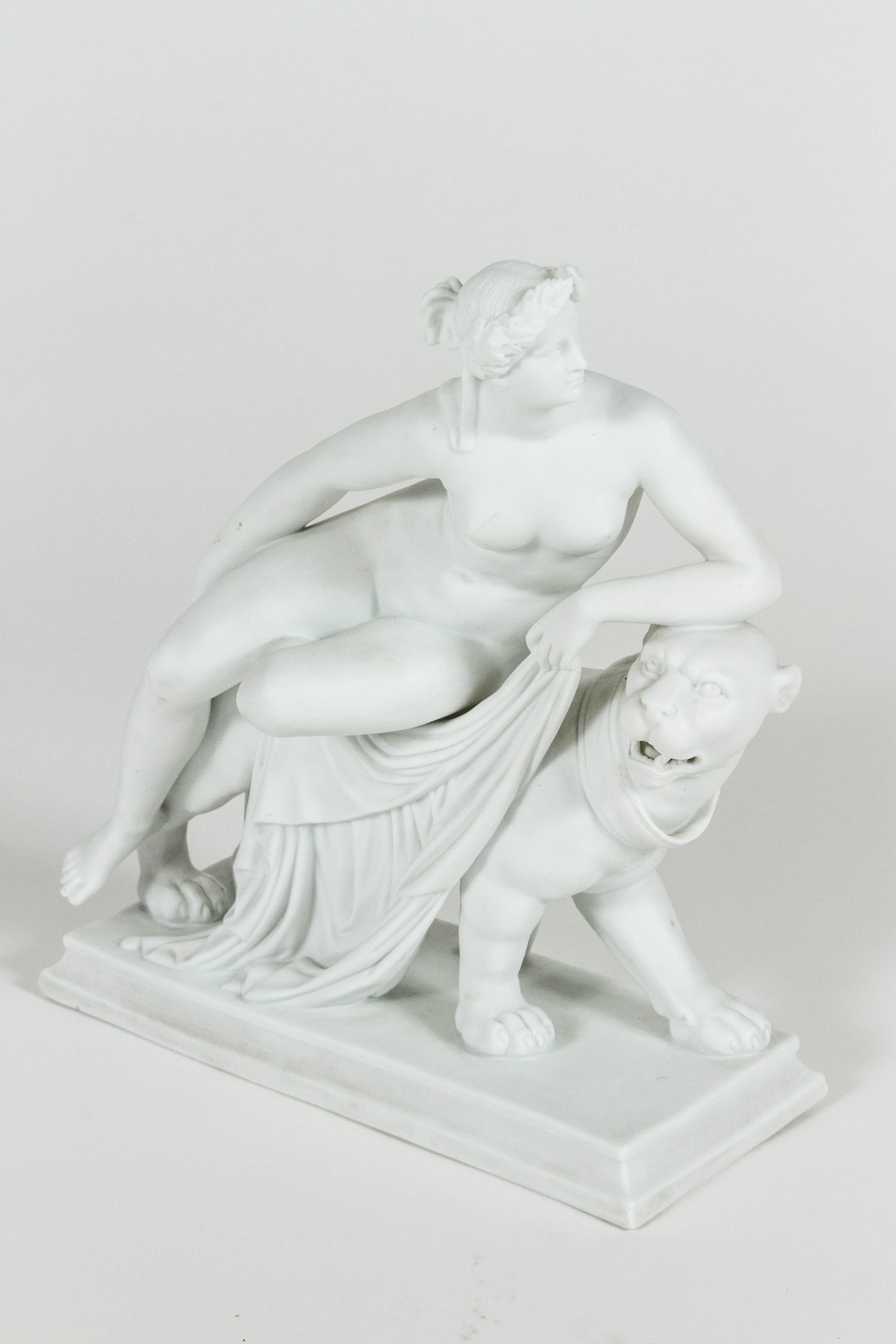 Romain classique Porcelaine Ariane chevauchant une panthère, d'après Johann Heinrich von Dannecker en vente