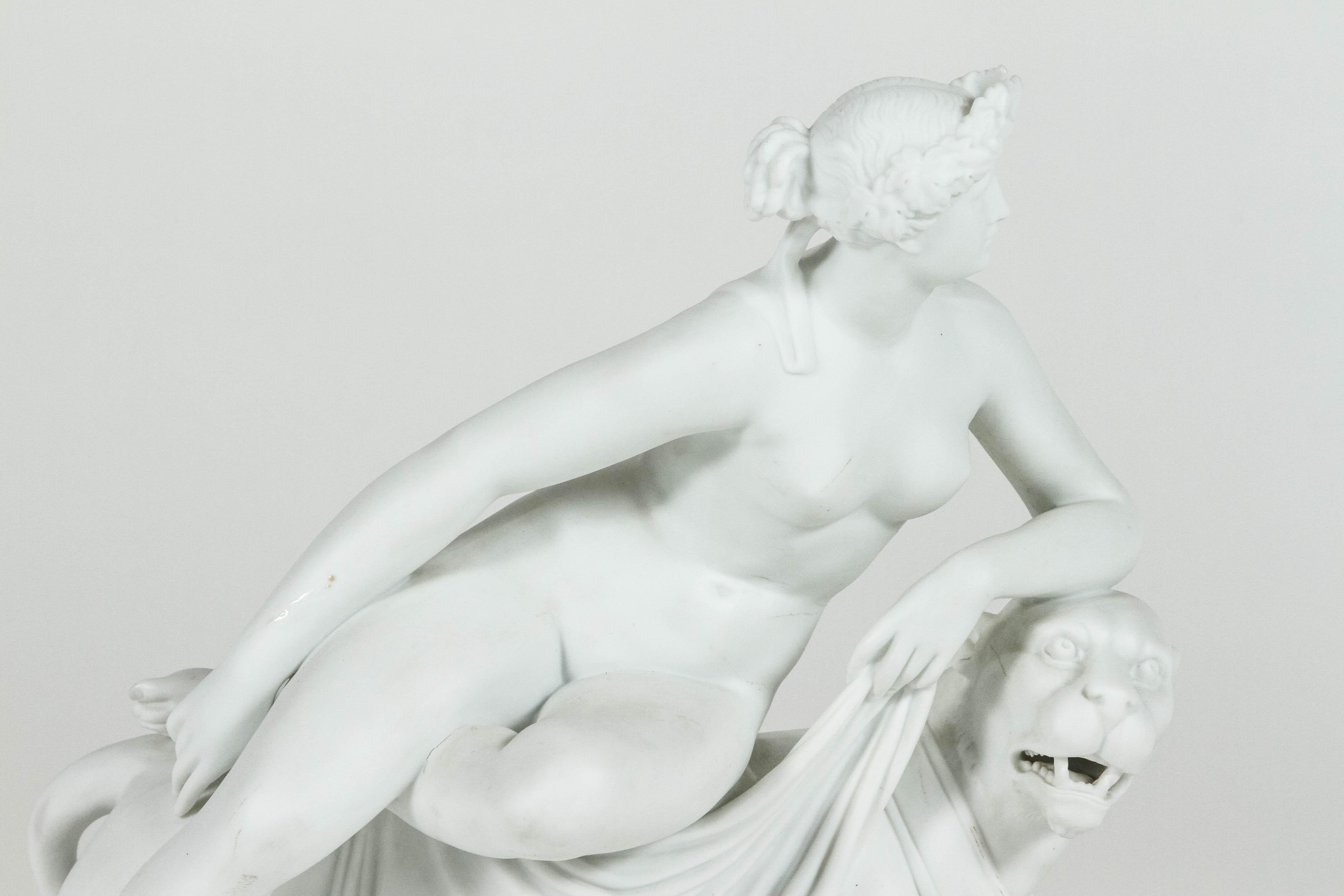 Fin du XIXe siècle Porcelaine Ariane chevauchant une panthère, d'après Johann Heinrich von Dannecker en vente