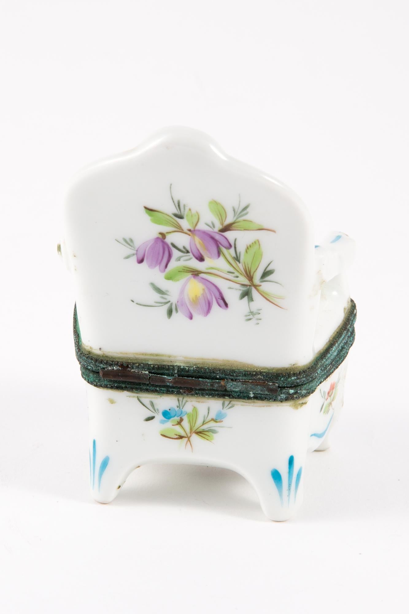 Gray Porcelain Armchair Jewelry Box For Sale